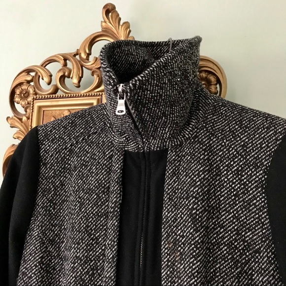 Guess Tweed Wool Blend Winter Trench Coat Jacket - Picture 6 of 7